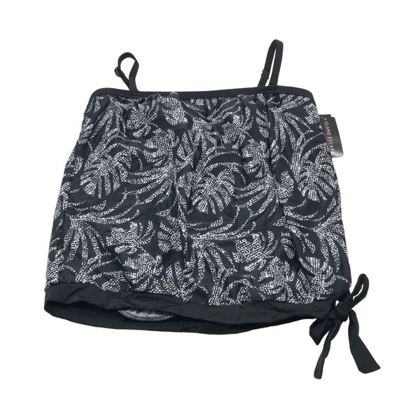 Island Escape Black White Tankini Swim Top Waist Minimizer Adjustable Straps 10 - Picture 4 of 7